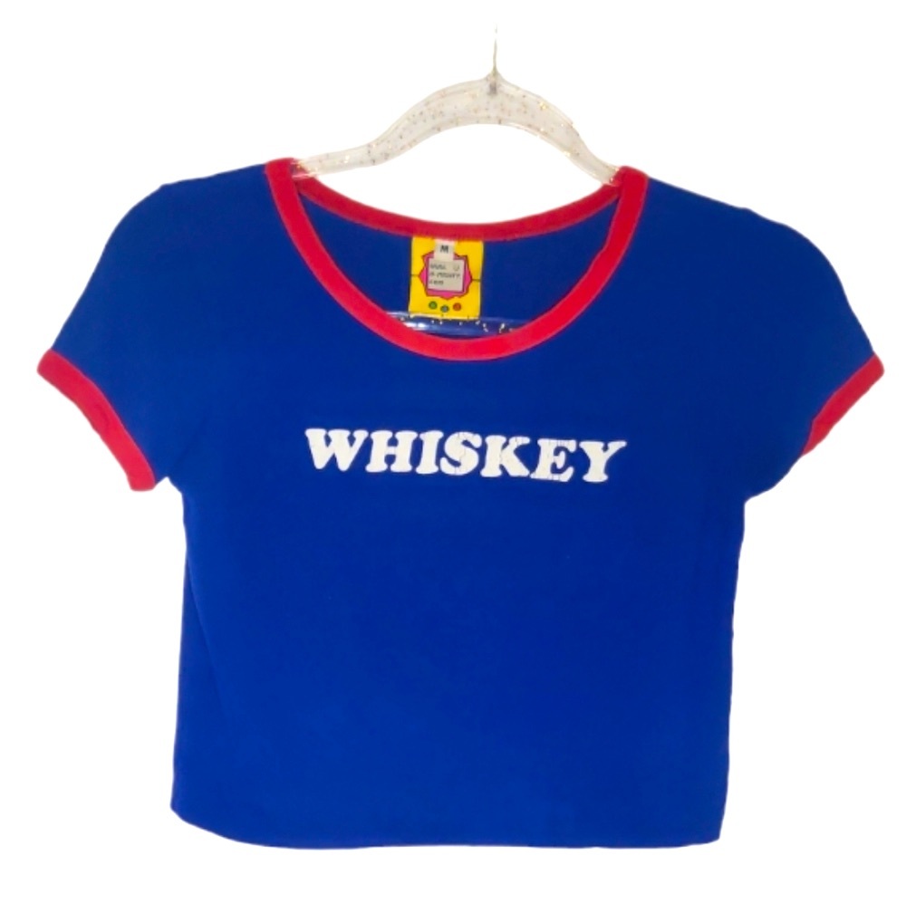 O-Mighty Whiskey Baby Tee Red and Blue Croptop